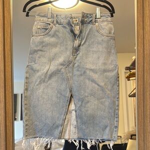 Topshop Blue Denim Midi Skirt